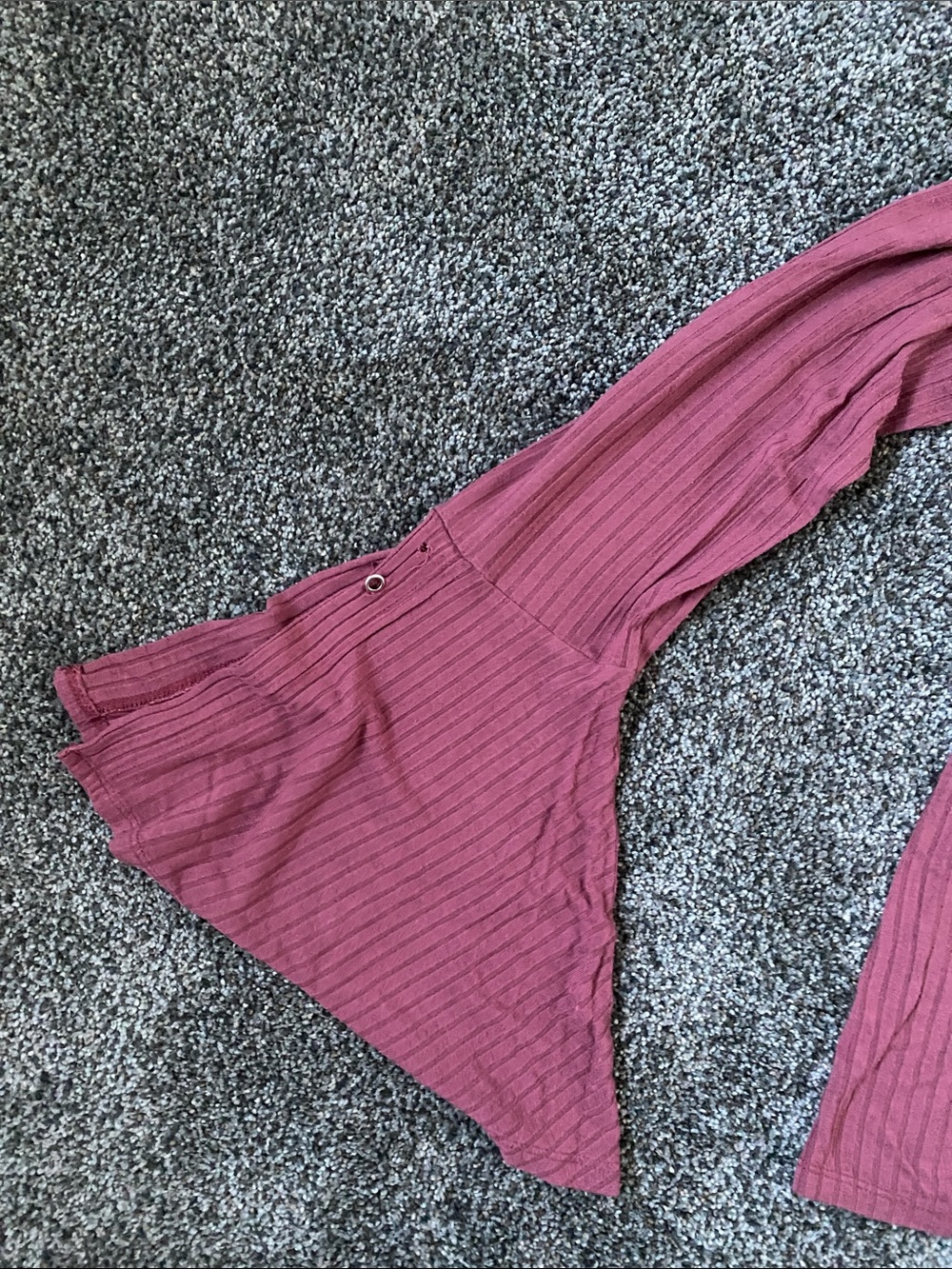 Ribbed Bell-Sleeve Women's Top in Dusty Rose - Picture 2 of 4